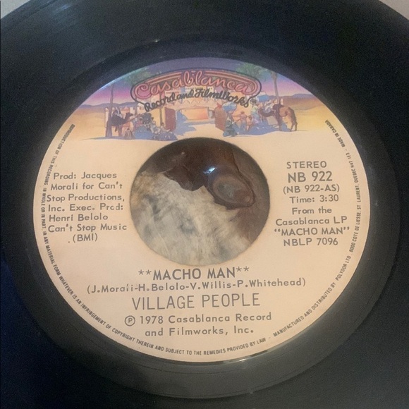 💥3/$20 Vintage Village People Vinyl Record - Macho Man 45 RPM - Picture 1 of 5